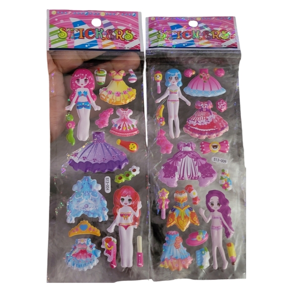 2 Packs 3D Cartoon Dress-Up Girl Puffy Stickers Adorable PVC Bubbles for Kids - Picture 13 of 15